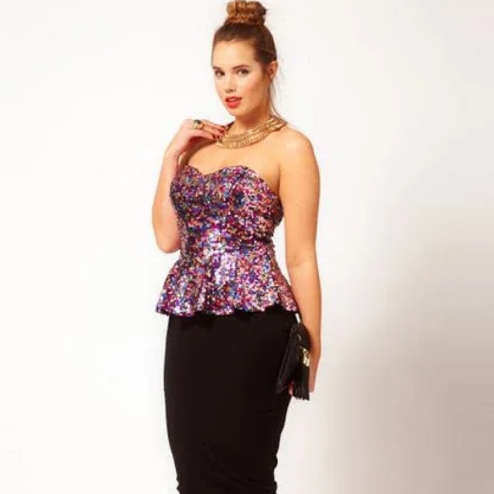 Sequinced peplum top